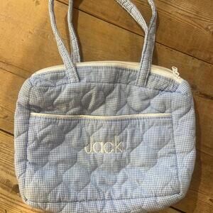 Embroidered Blue And White Checkered Diaper Bag